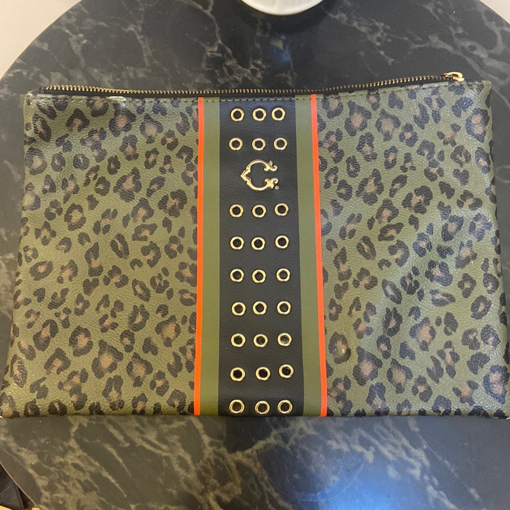 C Wonder black leopard print clutch. Size 8 x 12 inches